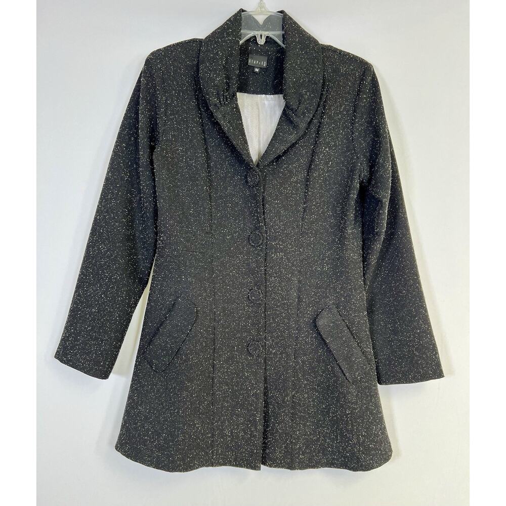 Staples Women’s Sz M‎ Black Woven Jacket Coat Made In USA